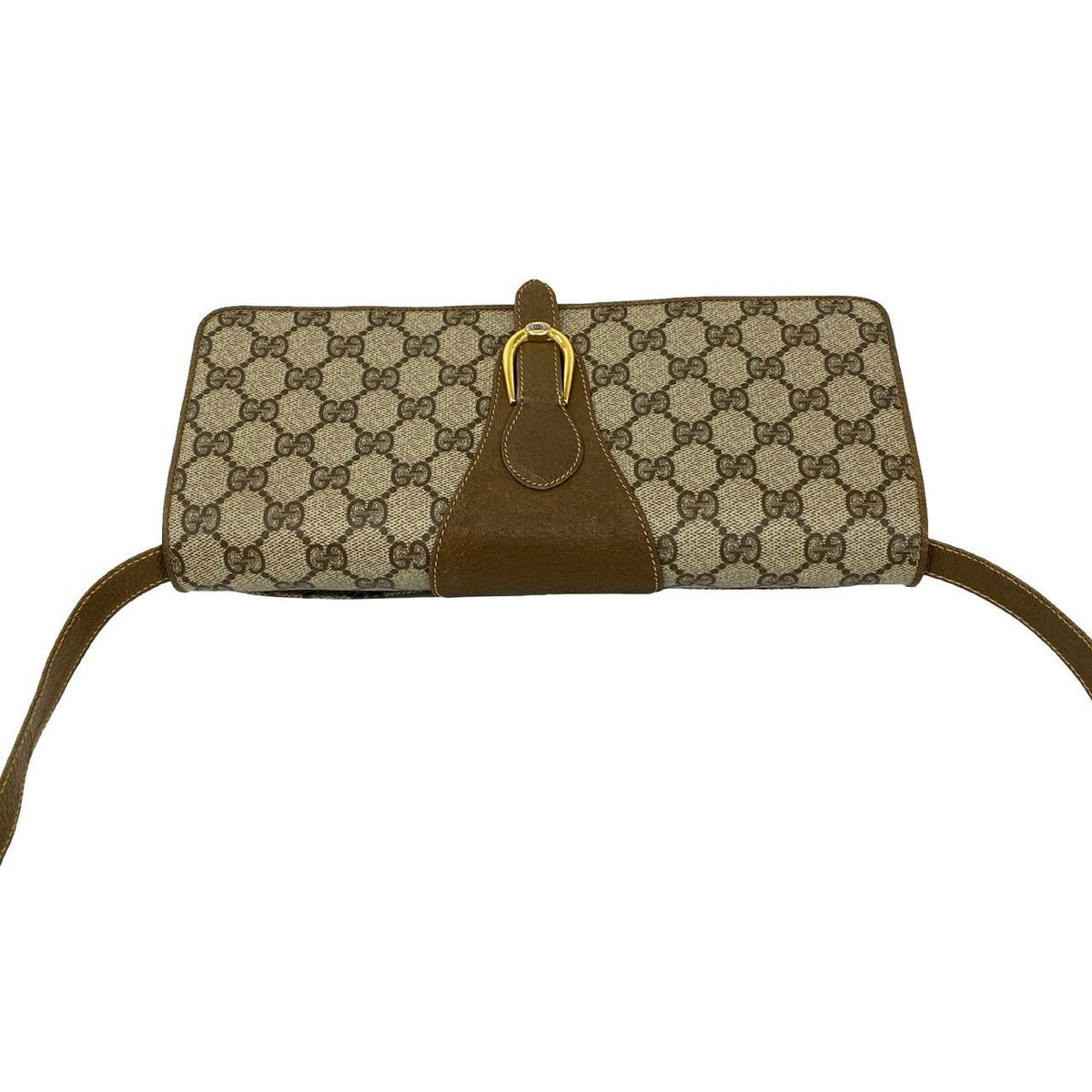 Gucci Vintage GG Supreme Logo Leather Shoulder Bag Pochette Brown — view 4