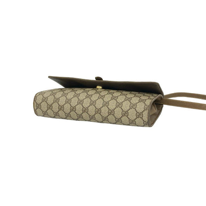 Gucci Vintage GG Supreme Logo Leather Shoulder Bag Pochette Brown — view 8