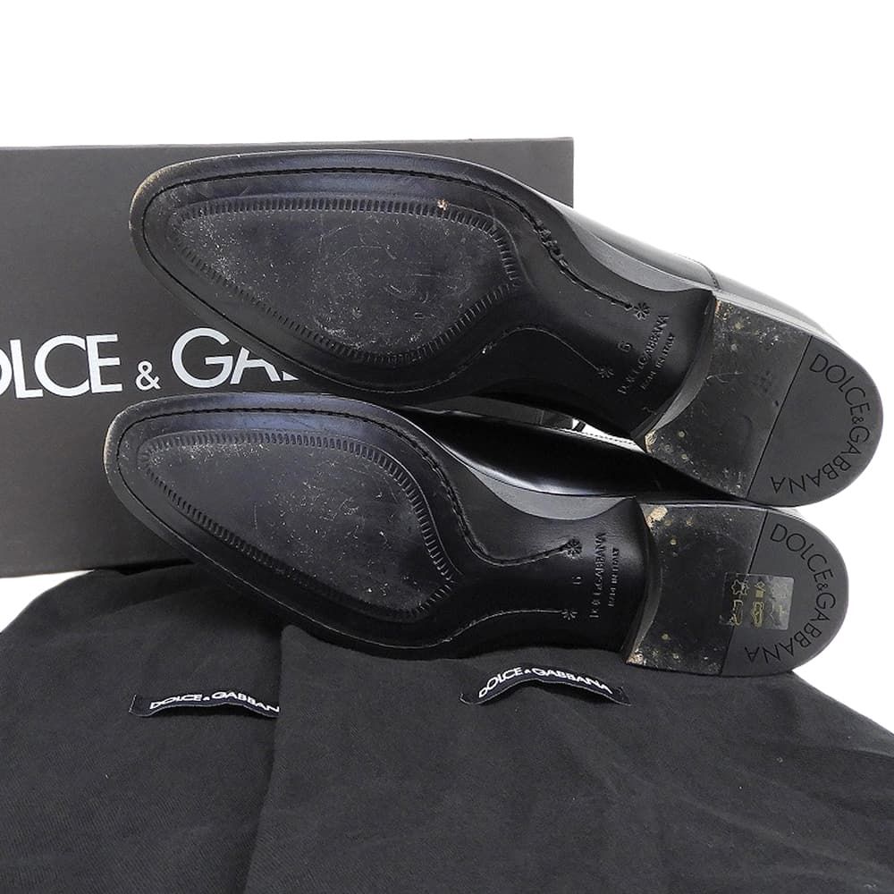 Dolce & Gabbana Leather Plain Toe Dress Shoes Black 6 — view 2