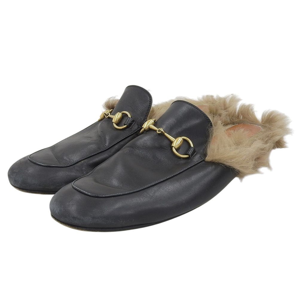 Gucci Fur Mules Shoes Black