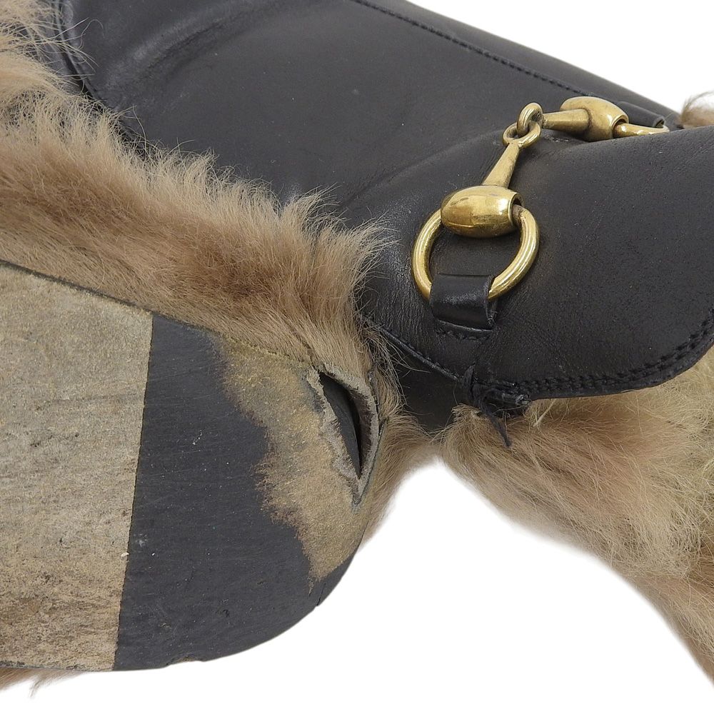 Gucci Fur Mules Shoes Black — view 4