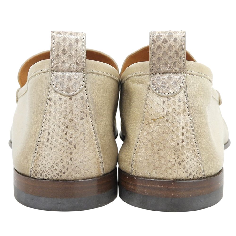 Gucci Distressed Leather Coin Loafers Shoes Beige — view 5