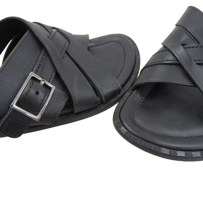 Louis Vuitton Leather Braided Design Flat Sandals Shoes Black 6.5 — view 3
