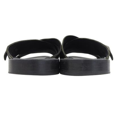 Louis Vuitton Leather Braided Design Flat Sandals Shoes Black 6.5 — view 5
