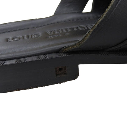 Louis Vuitton Leather Braided Design Flat Sandals Shoes Black 6.5 — view 4