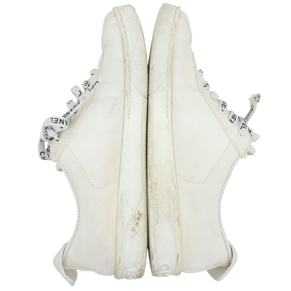 Chanel CC Logo Canvas Low-Top Sneakers White — view 4