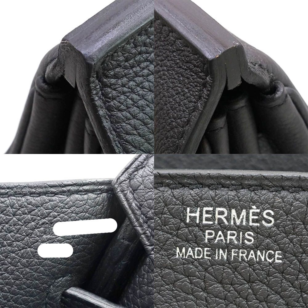 Hermes Haut Courroies Hac 40 Tricolor Noir Gold Blue Royale Togo GD Handbag — view 6