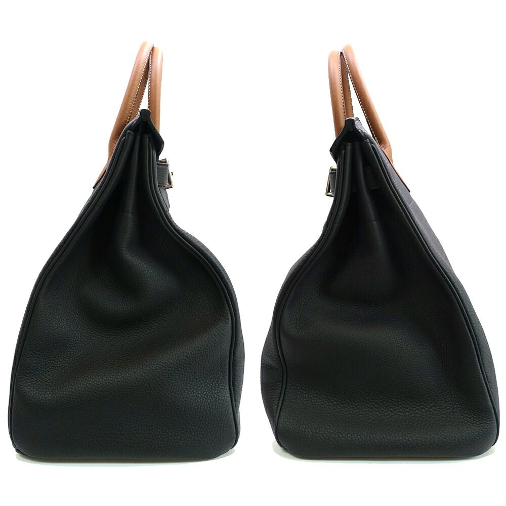 Hermes Haut Courroies Hac 40 Tricolor Noir Gold Blue Royale Togo GD Handbag — view 3