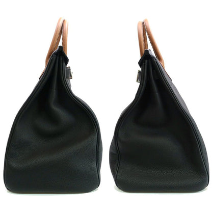 Hermes Haut Courroies Hac 40 Tricolor Noir Gold Blue Royale Togo GD Handbag — view 3