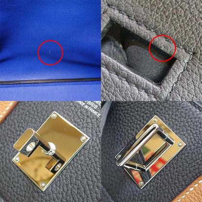 Hermes Haut Courroies Hac 40 Tricolor Noir Gold Blue Royale Togo GD Handbag — view 8