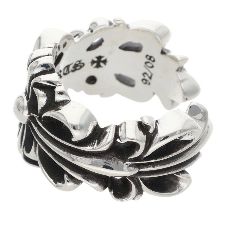 Chrome Hearts Dbl Flrl Double Floral Cross Silver Ring — view 5