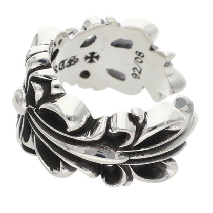 Chrome Hearts Dbl Flrl Double Floral Cross Silver Ring — view 5