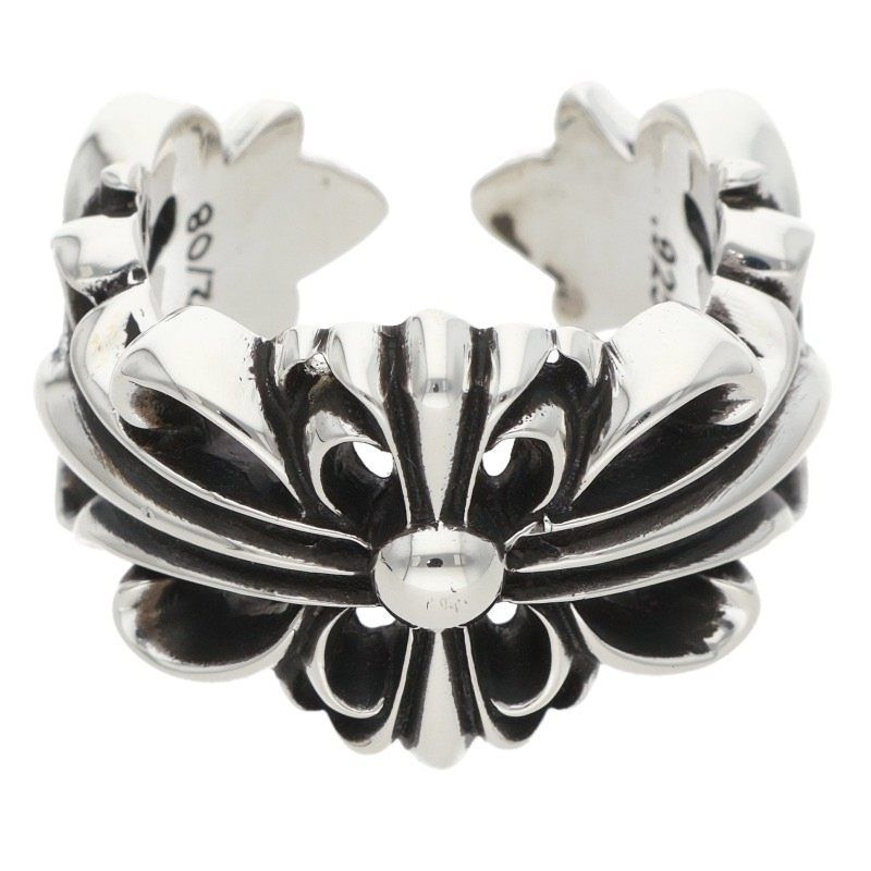 Chrome Hearts Dbl Flrl Double Floral Cross Silver Ring