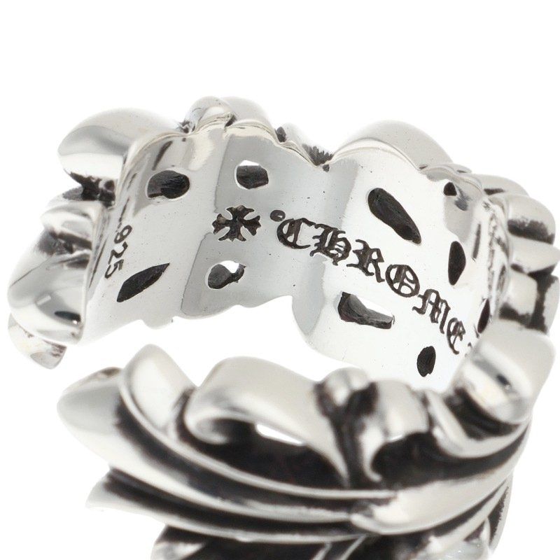 Chrome Hearts Dbl Flrl Double Floral Cross Silver Ring — view 3