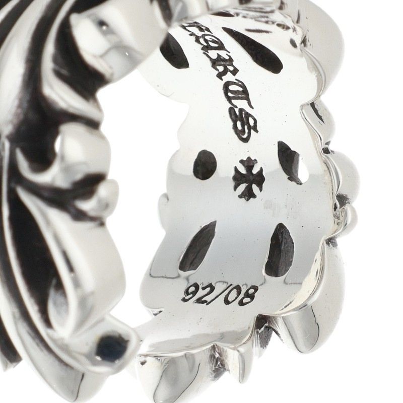Chrome Hearts Dbl Flrl Double Floral Cross Silver Ring — view 4