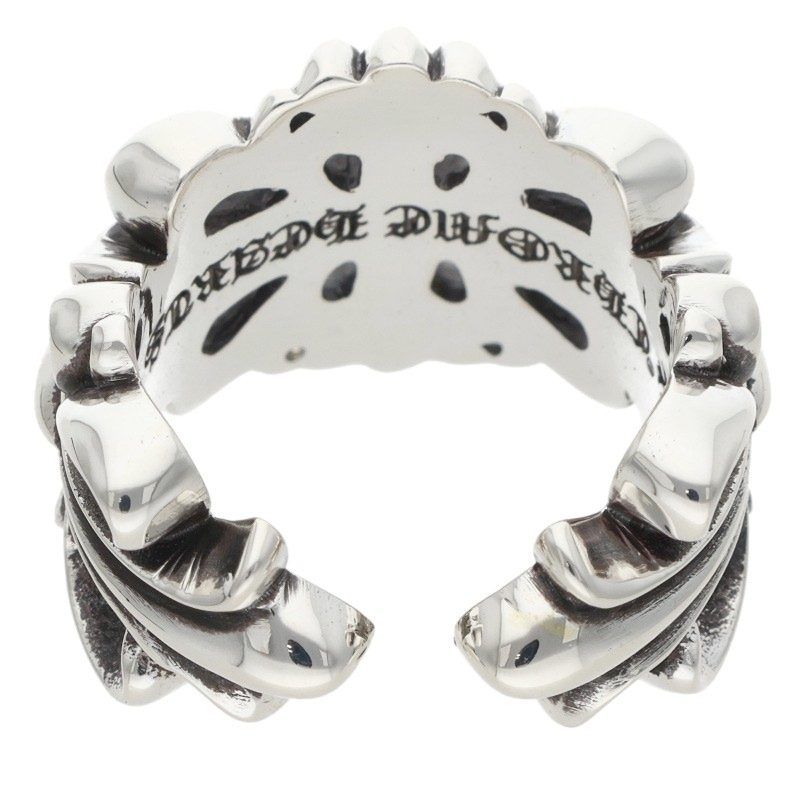 Chrome Hearts Dbl Flrl Double Floral Cross Silver Ring — view 2