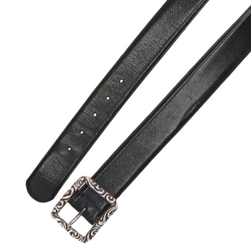 Chrome Hearts Blt Scrlrec Rectangle Scroll Leather Belt 32 — view 3