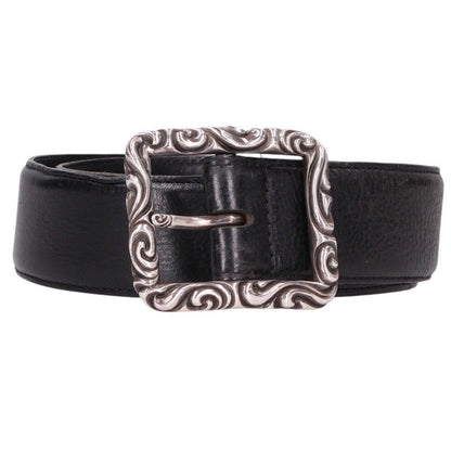 Chrome Hearts Blt Scrlrec Rectangle Scroll Leather Belt 32