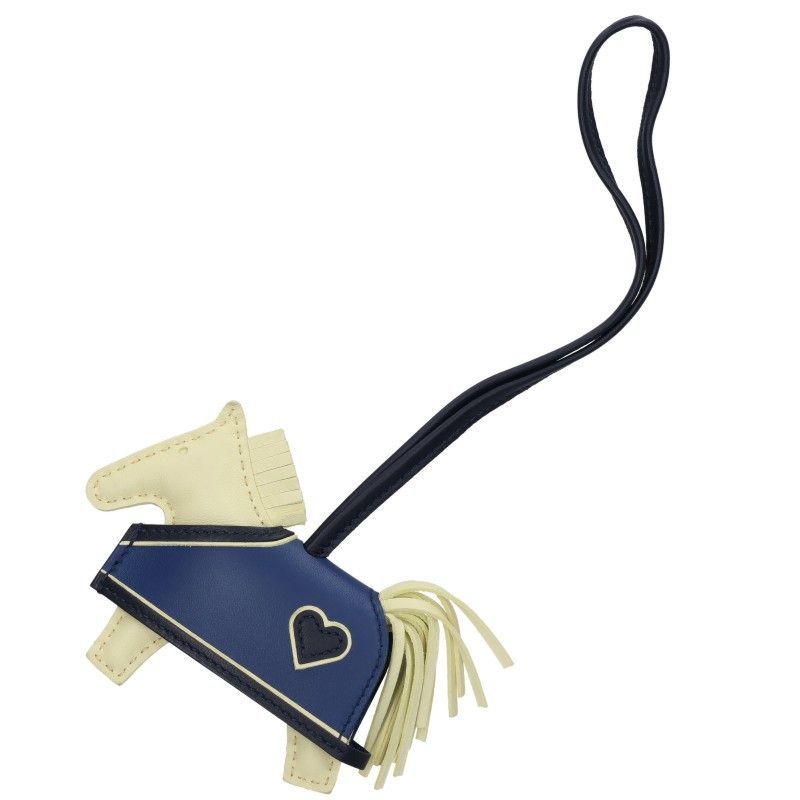 Hermes Robeocourt PM Agneau Milo Jaune Milton Blue Thai Charm PM Keychain