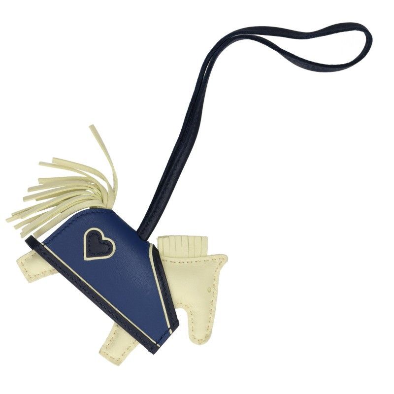 Hermes Robeocourt PM Agneau Milo Jaune Milton Blue Thai Charm PM Keychain — view 2