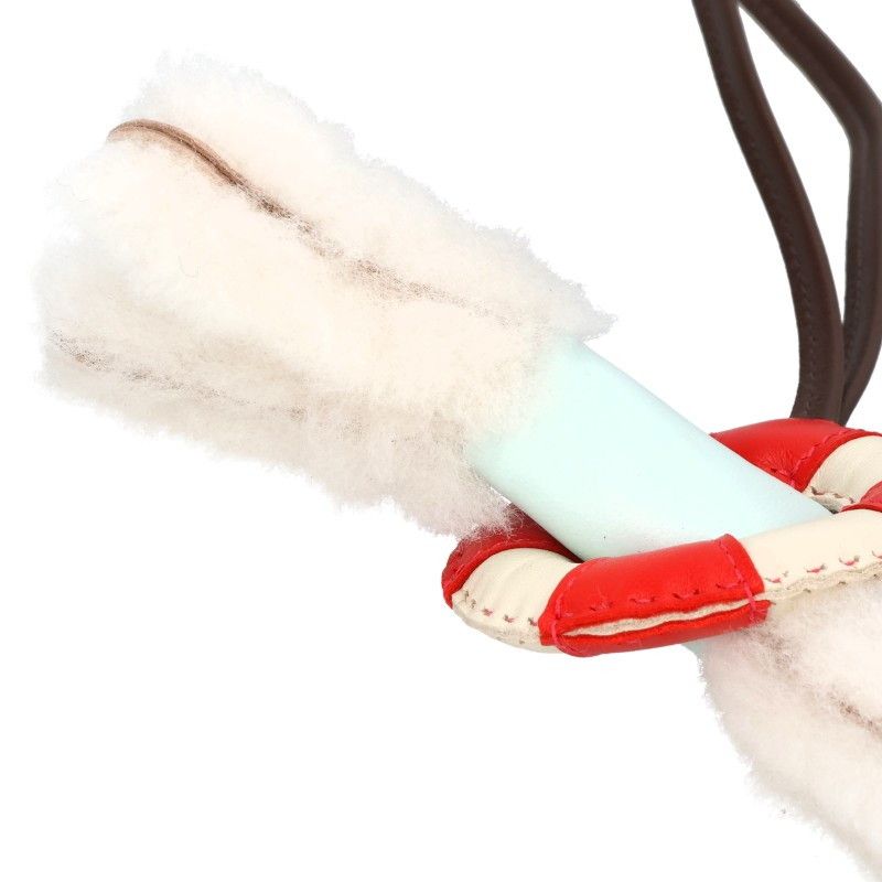 Hermes Buddy a la Mer Ecru Shearling Charm PM Keychain — view 3