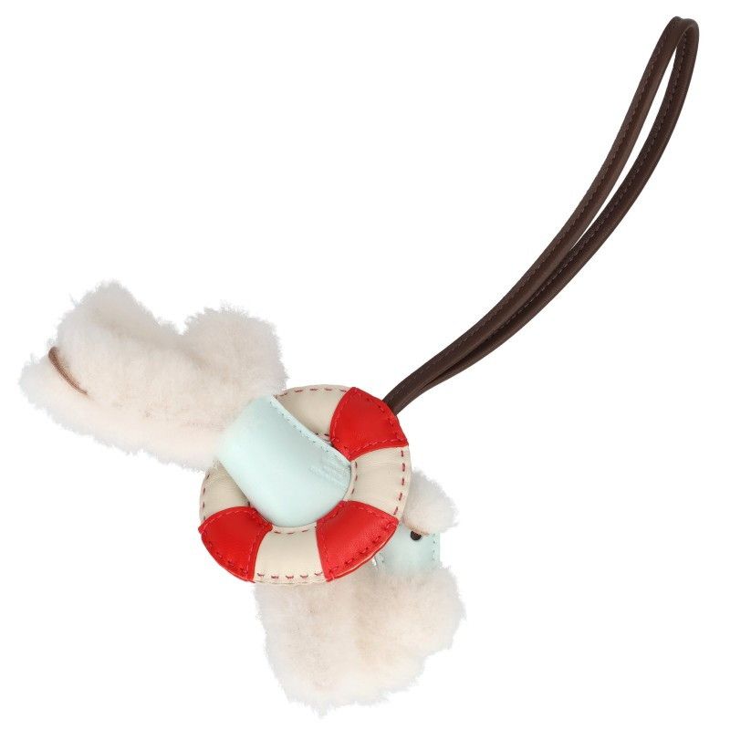 Hermes Buddy a la Mer Ecru Shearling Charm PM Keychain — view 2