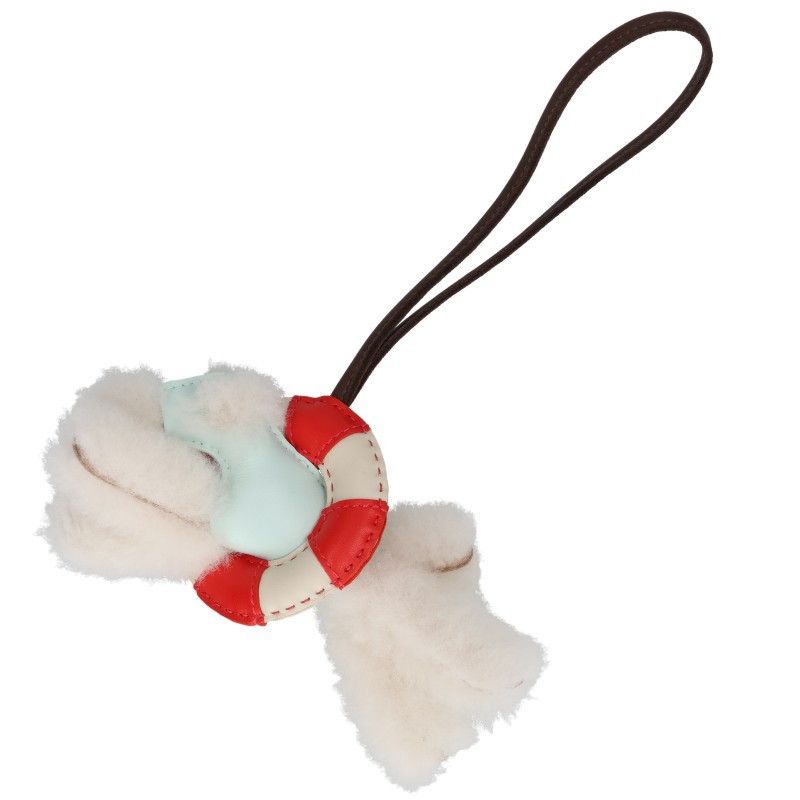 Hermes Buddy a la Mer Ecru Shearling Charm PM Keychain