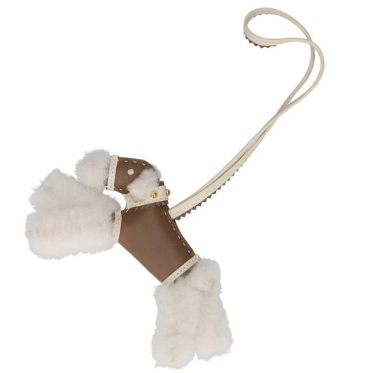 Hermes Buddy Epi Agneau Milo Studs Etoupe Charm Keychain