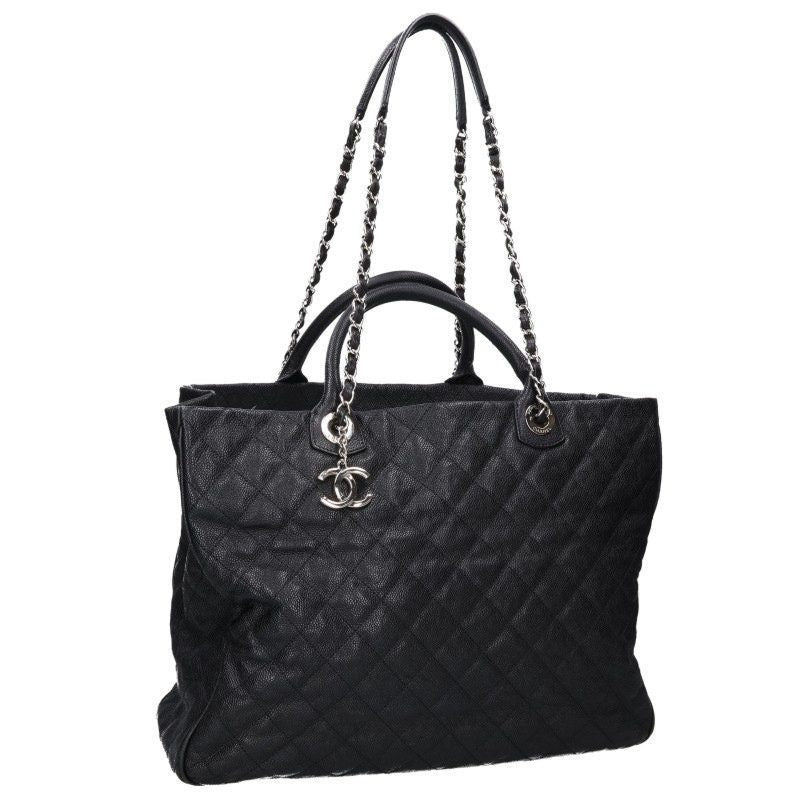 Chanel Quilted Caviar Leather Chain Tote Bag