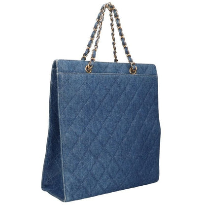 Chanel Quilted Denim Chain Tote Bag — view 2