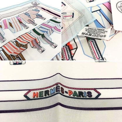Hermes Handkerchief Carre Scarf les Sangles en Finesse Anne Metz Belt Pattern — view 3