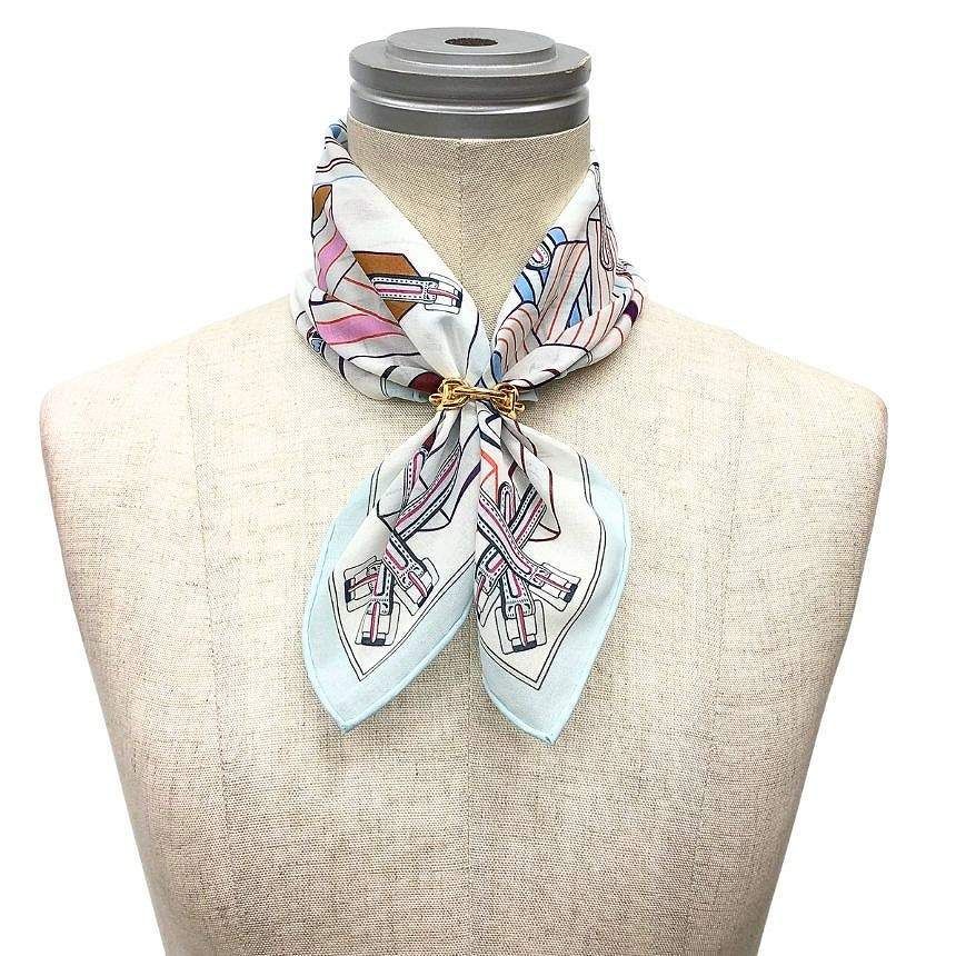 Hermes Handkerchief Carre Scarf les Sangles en Finesse Anne Metz Belt Pattern — view 2