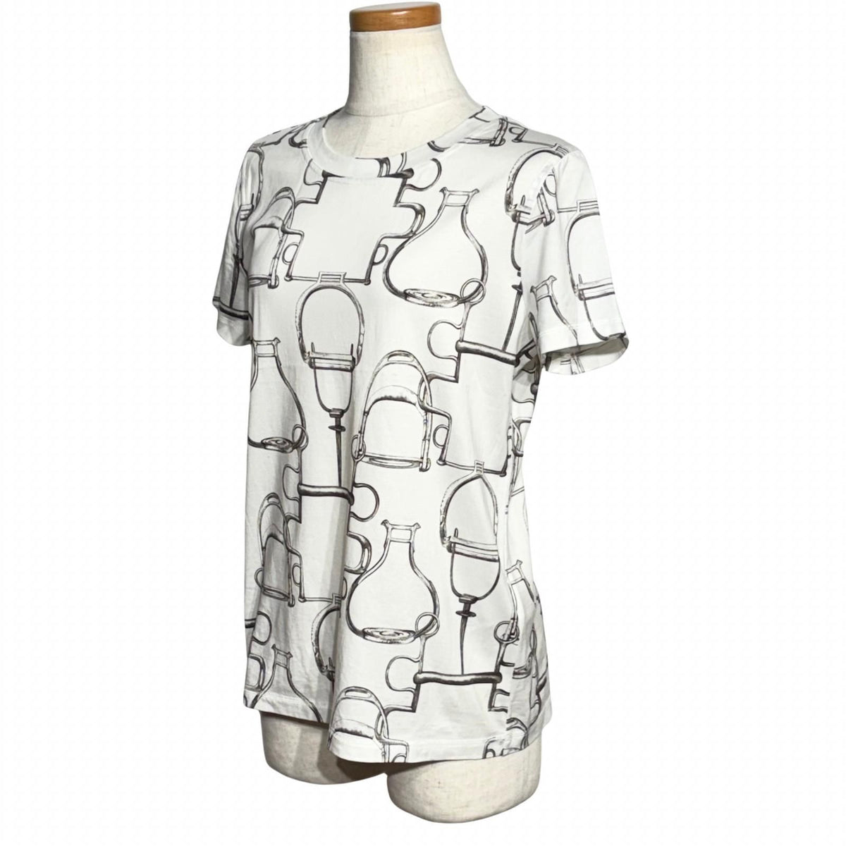 Hermes Short Sleeve T-Shirt White Gray Cotton 42 — view 2