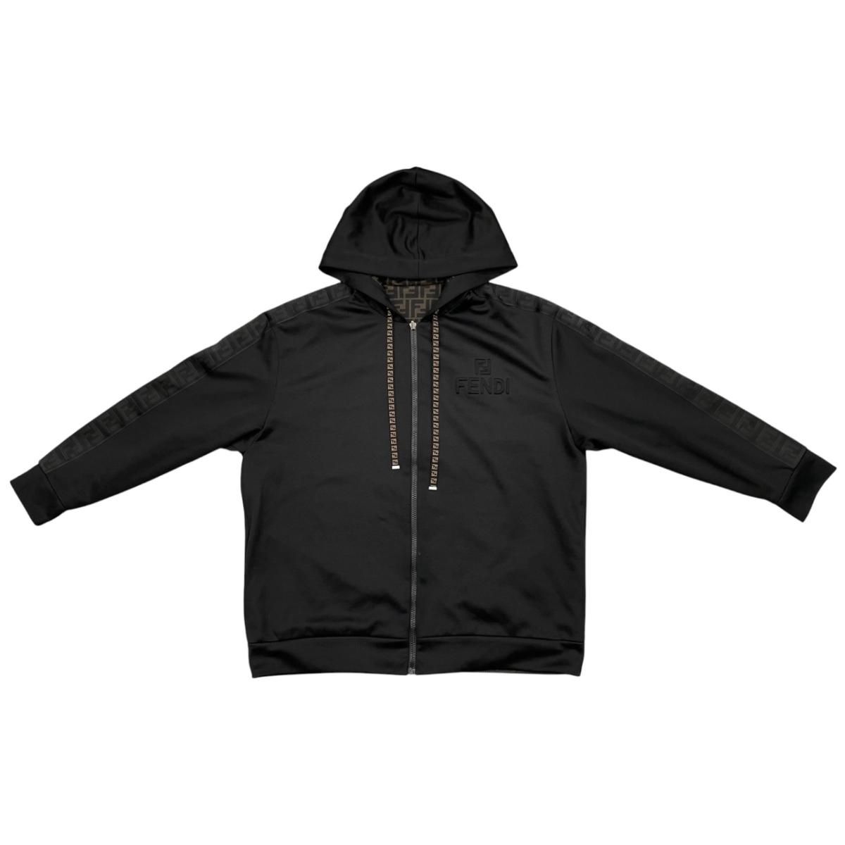 Fendi Jacket Reversible Zip Up Hoodie Aesb FF Motif Embossed Logo Mesh Black XL — view 7
