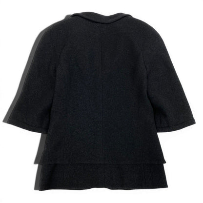 Chanel Cropped Tweed Jacket CC Logo Black 38 — view 3
