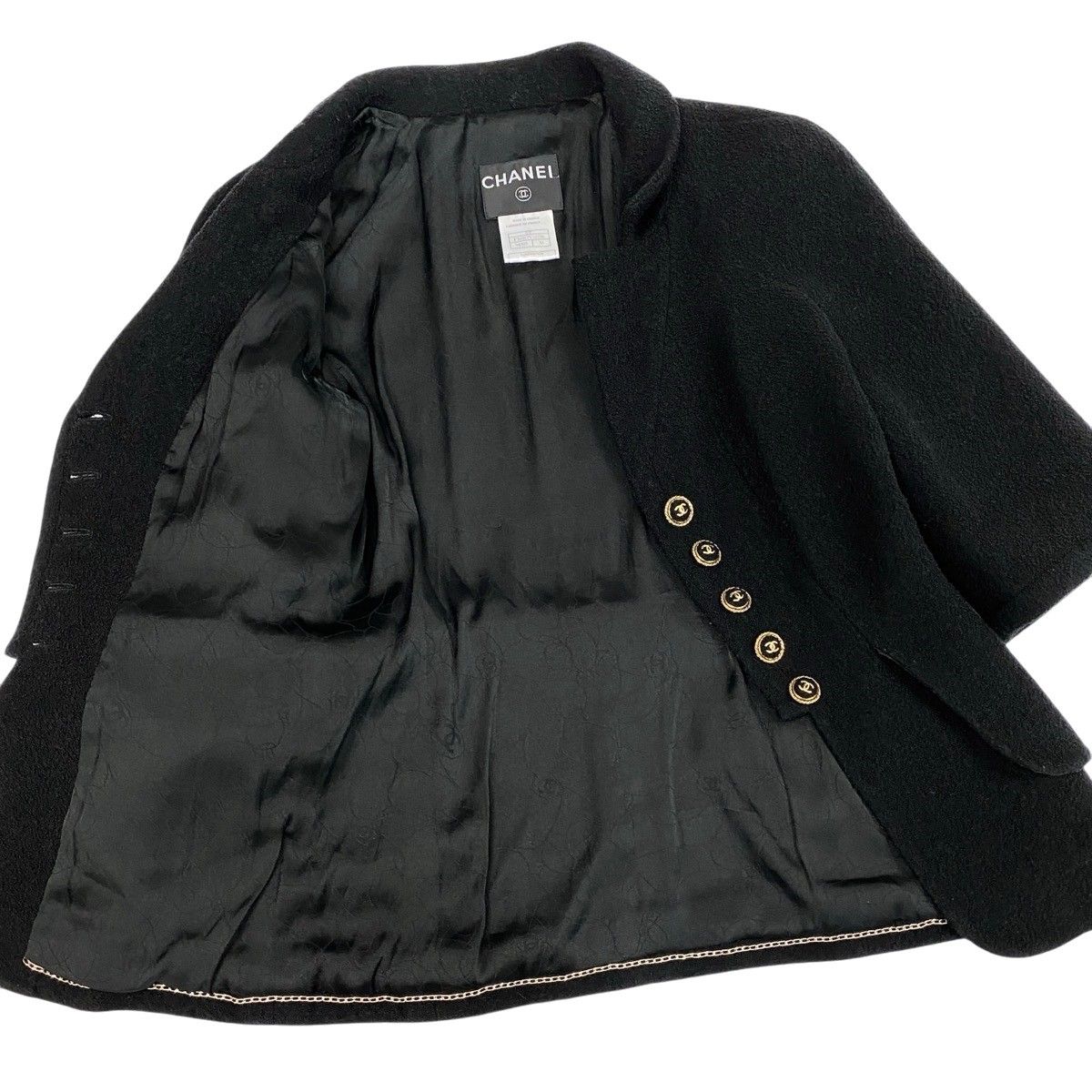 Chanel Cropped Tweed Jacket CC Logo Black 38 — view 4