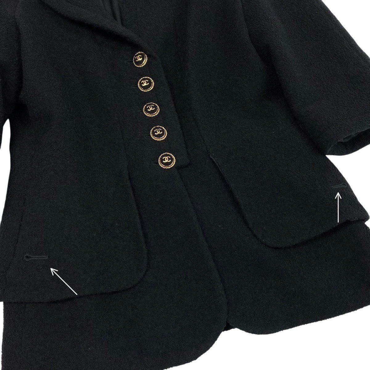 Chanel Cropped Tweed Jacket CC Logo Black 38 — view 8