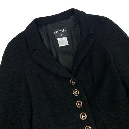 Chanel Cropped Tweed Jacket CC Logo Black 38 — view 5