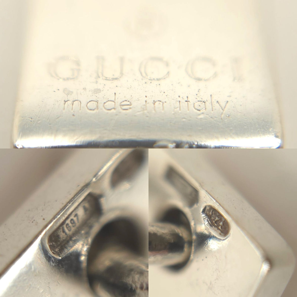 Gucci Trademark Logo Plate Necklace Double Ball Chain Sterling Silver — view 6