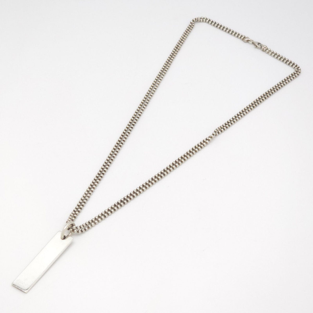 Gucci Trademark Logo Plate Necklace Double Ball Chain Sterling Silver — view 2