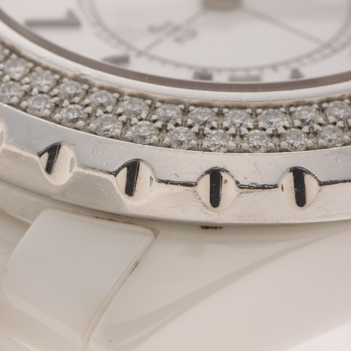 Chanel J12 Diamond Bezel Watch White Ceramic Boys — view 6