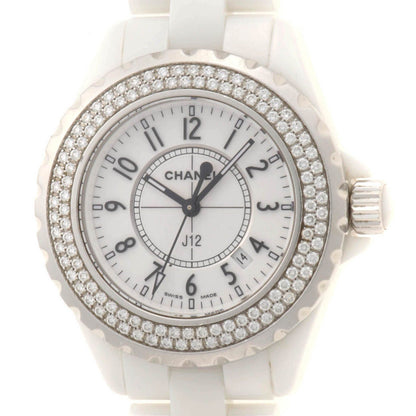 Chanel J12 Diamond Bezel Watch White Ceramic Boys