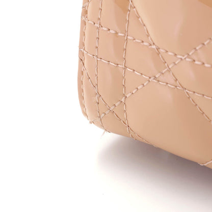 Dior Cannage Lady Dior Medium Handbag Patent Leather Pink Beige — view 7