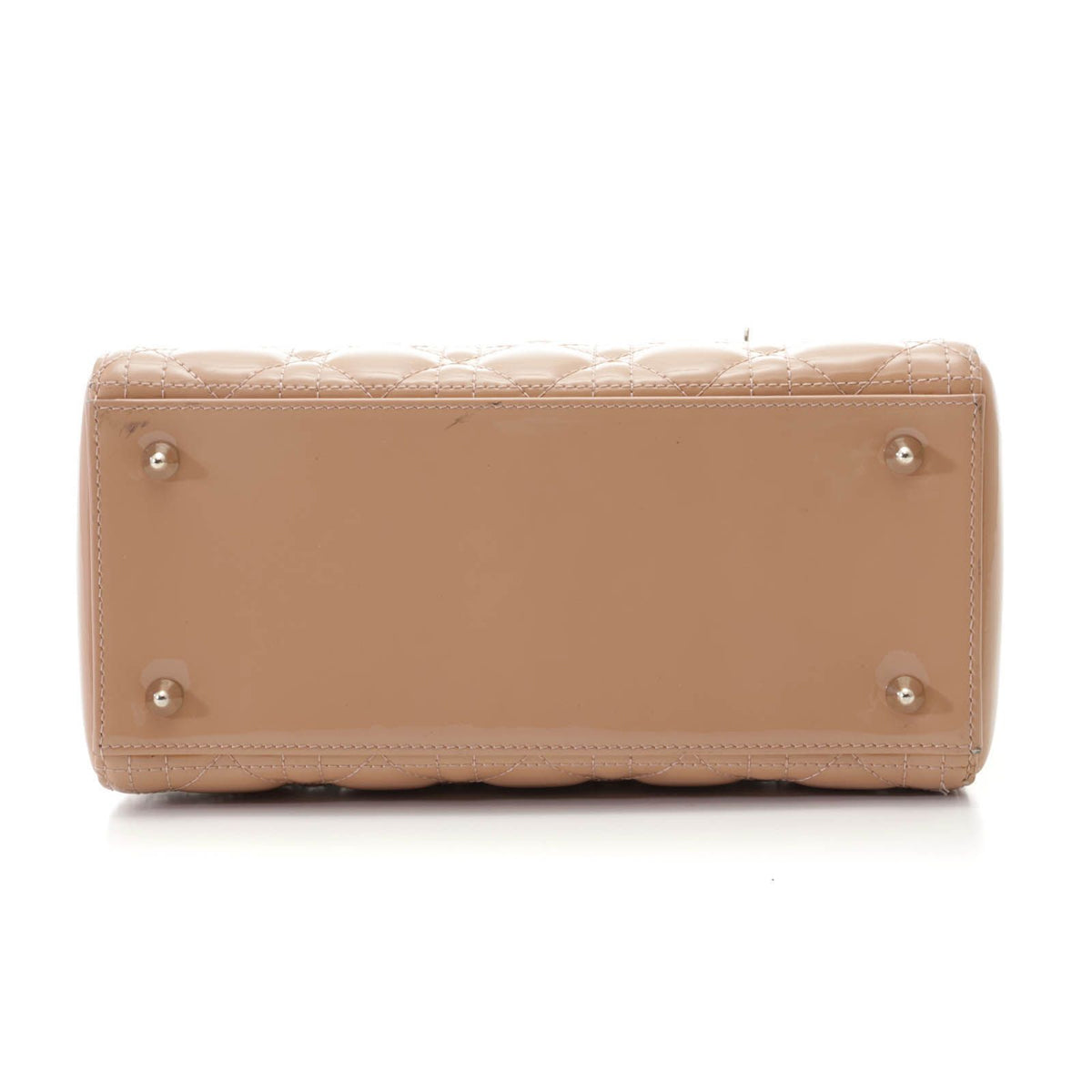 Dior Cannage Lady Dior Medium Handbag Patent Leather Pink Beige — view 3