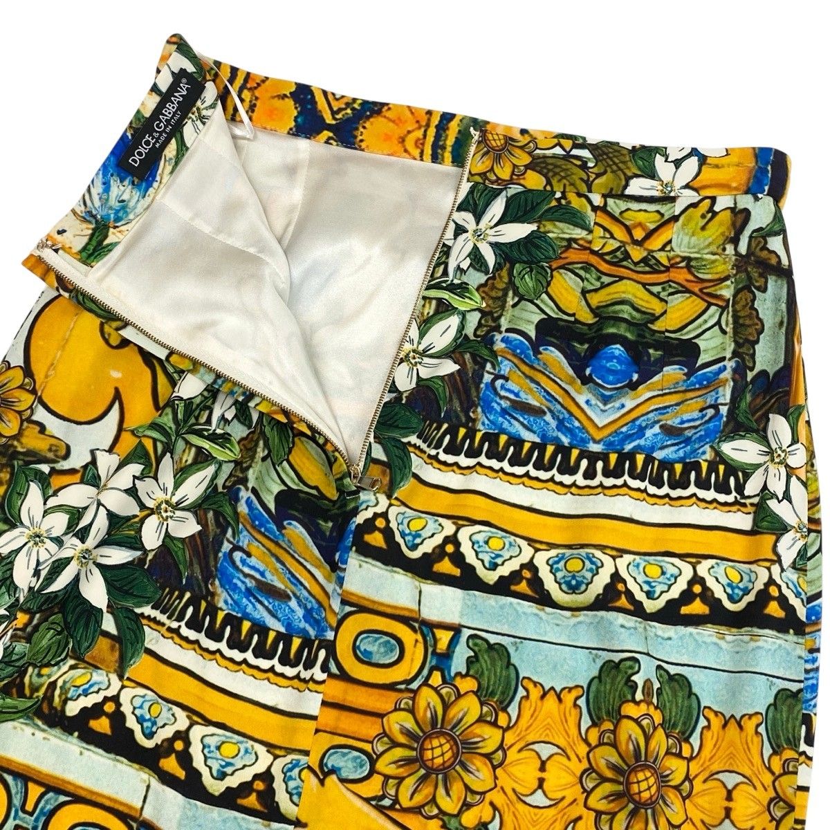Dolce & Gabbana Silk Skirt Mallorcan Floral Knee-Length Multicolor 38 — view 5