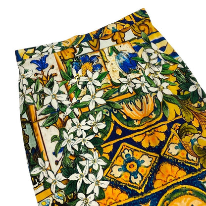 Dolce & Gabbana Silk Skirt Mallorcan Floral Knee-Length Multicolor 38 — view 4