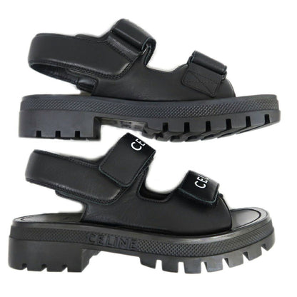 Celine Velcro Logo Sandals Black — view 6