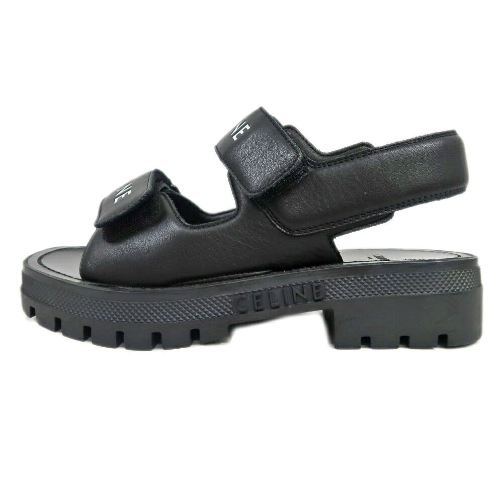 Celine Velcro Logo Sandals Black