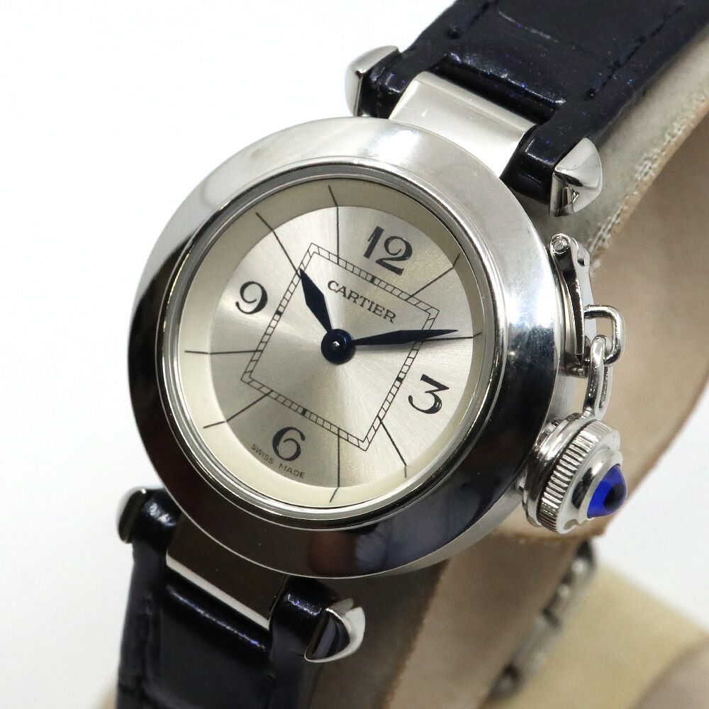 Cartier Miss Pasha Silver Watch SS Quartz Leather — view 2