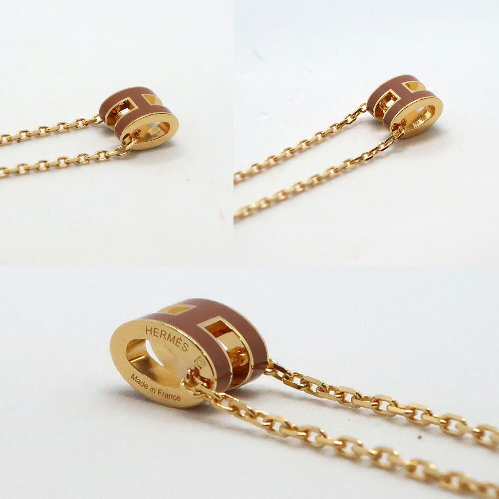 Hermes Necklace Mini Pop H Rocabar New Gold Yellow H Logo Pendant — view 5
